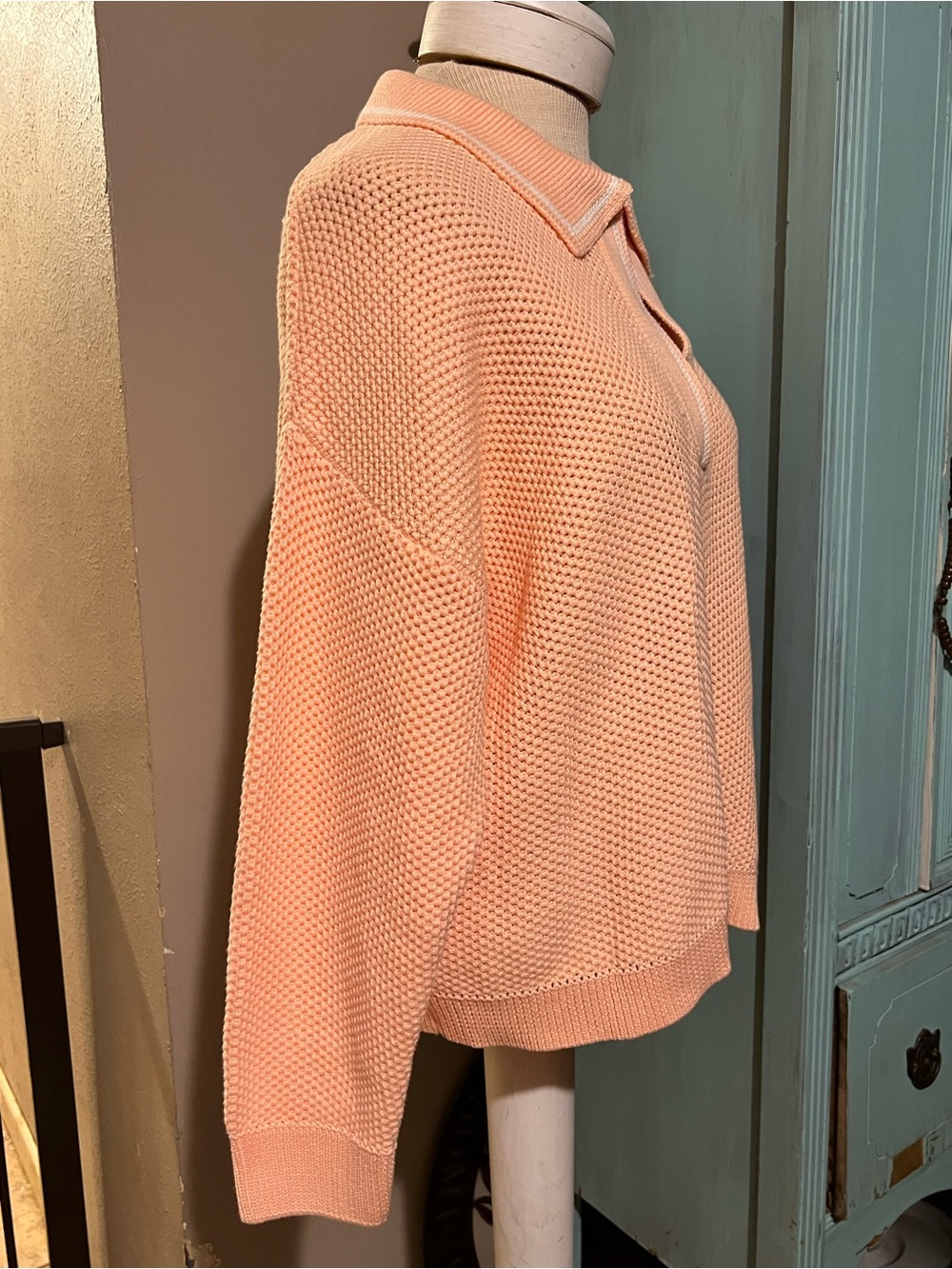 Natural Reflections Size Medium 100% Cotton Peach  Orange Long Sleeve Sweater - Picture 3 of 8